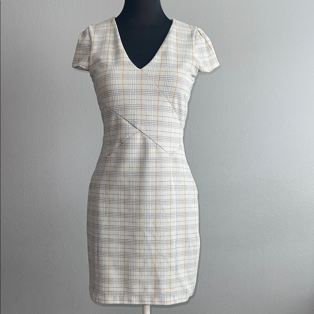 Express Checkered V-Neck Mini Dress